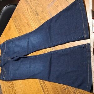 SPANX Jeans Womens S/P SMALL PETITE BLUE FLARE FLARED DENIM Used Preowned